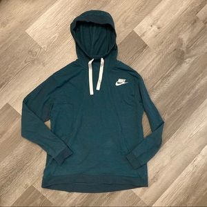 Nike lightweight teal hooded sweatshirt with kangaroo pocket